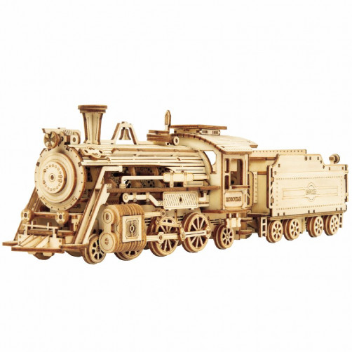 Robotime 3D Puzzle - Prime steam express parni vlak, scale model 1:80, Lesena 3D sestavljanka 3D-MC501