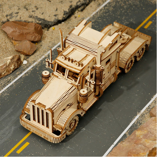 Robotime 3D Puzzle - Model težkega tovornjaka, scale model 1:40, Lesena 3D sestavljanka 3D-MC502