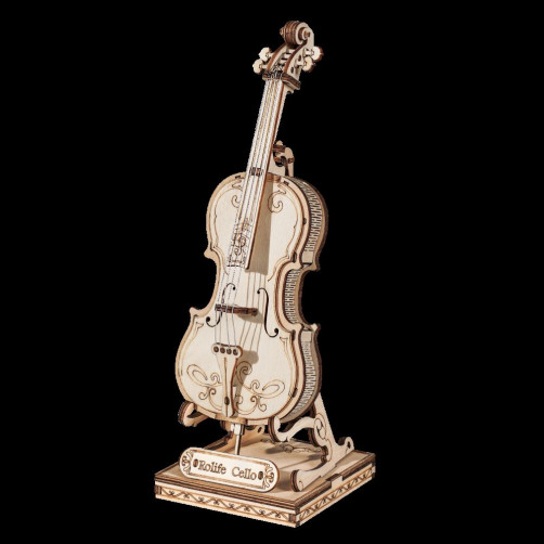 Robotime 3D Puzzle - Model violončelo, Lesena 3D sestavljanka 3D-TG411