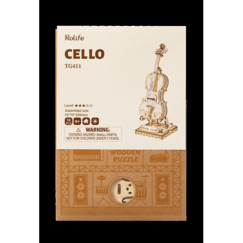 Robotime 3D Puzzle - Model violončelo, Lesena 3D sestavljanka 3D-TG411