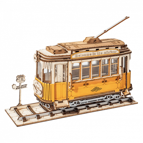 Robotime 3D Puzzle - Model tramvaj, Lesena 3D sestavljanka 3D-TG505