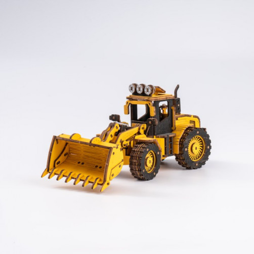Robotime 3D Puzzle - Model buldožer, Lesena 3D sestavljanka 3D-TG509K