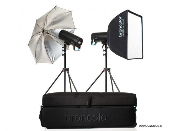 Broncolor Flash Siros 400 S Expert Kit 2 WiFi/RFS - BRON31.665.XX (2xSiros 400S,reflektor, dežnik 85cm, softbox 60x60)