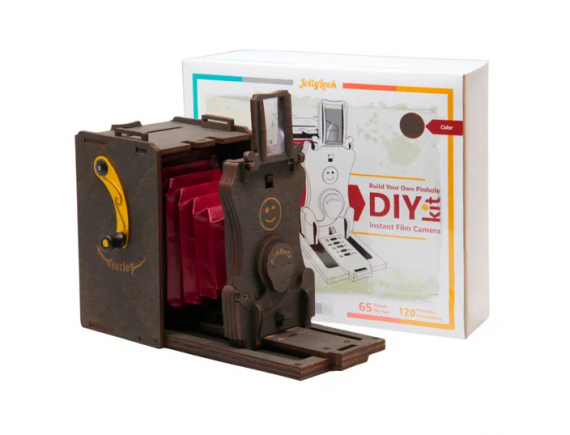 Jollylook Lesena Pinhole instant film kamera DIY kit za samosestavljanje - temen les (65 delna) JLK001