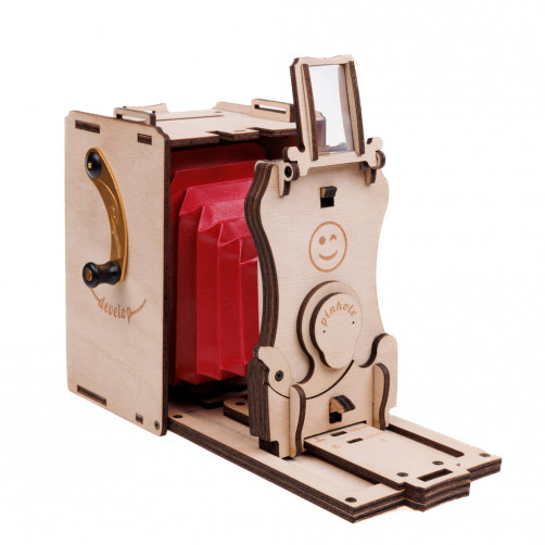 JollyLook Vnaprej sestavljena lesena Pinhole instant mini film kamera (naraven les) JLK012