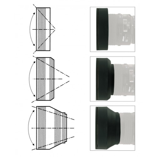 Kaiser gumijasta zložljiva sončna zaslonka 49mm - KAISER6820 (3 v 1, širokokotna, normal, tele,)