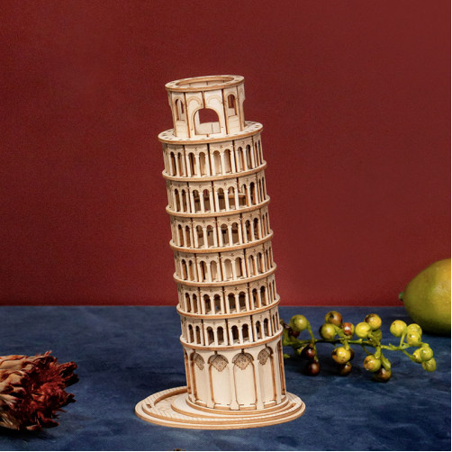 Robotime 3D Puzzle - Poševni stolp PISA, Lesena 3D sestavljanka 3D-TG304