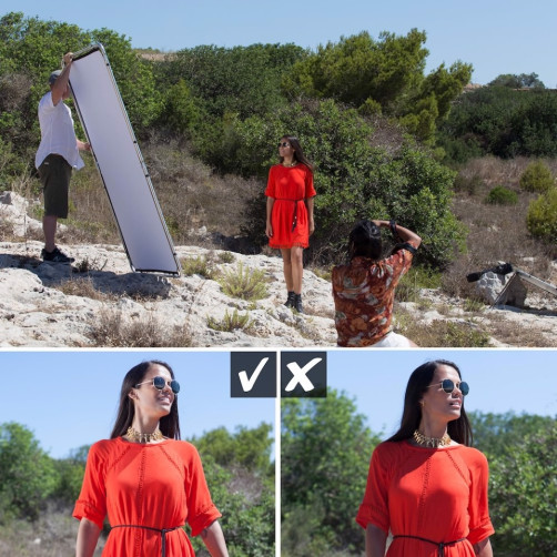 Manfrotto Skylite Rapid MEDIUM zložljiv odbojnik - okvir, srebrno/bel odbojnik, 1,1x2m RC - MANLR81243RC