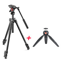 Manfrotto 290 light  ALU komplet foto stojalo z video fluid glavo Befree LIVE + PIXI mini namizno stojalo - MK290LTA3-V-BDL - ODPRTA EMBALAŽA