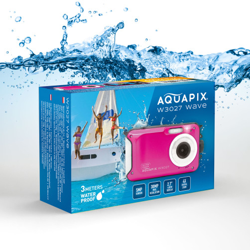 Aquapix podvodni digitalni fotoaparat W3027 WAVE pink - EASYPIX10033