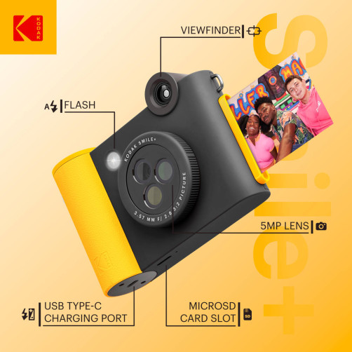KODAK Smile+ Wireless Digital Instant Print Camera with Effect-changing Lens - RODSMPCAMBK