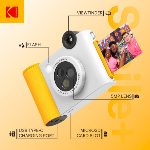 KODAK Smile+ Wireless Digital Instant Print Camera with Effect-changing Lens - RODSMPCAMW