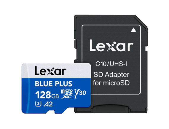 Lexar microSDHC spominska kartica Blue Plus UHS-I z SD adapterjem 128 GB - LEXAR133688