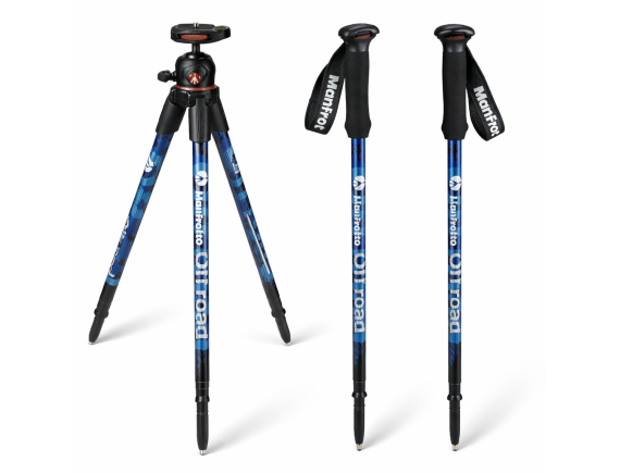 Manfrotto Off Road komplet: pohodne palice + foto stojalo 2v1 modra - OFFROADB-KOMPLET