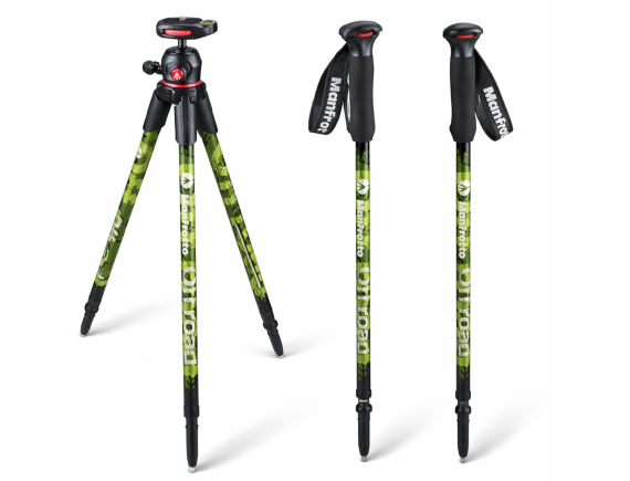 Manfrotto Off Road komplet: pohodne palice + foto stojalo 2v1 zelena - OFFROADG-KOMPLET