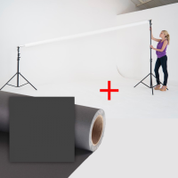 Manfrotto stojalo za fotografsko ozadje LB1142 + papirnato studijsko ozadje črno 3,55 x 15 m - LB1142-CO868