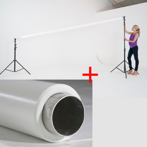 Manfrotto stojalo za fotografsko ozadje LB1142 + belo vinyl ozadje za fotografiranje 3,5 x 12 m - LB1142-3,5X12