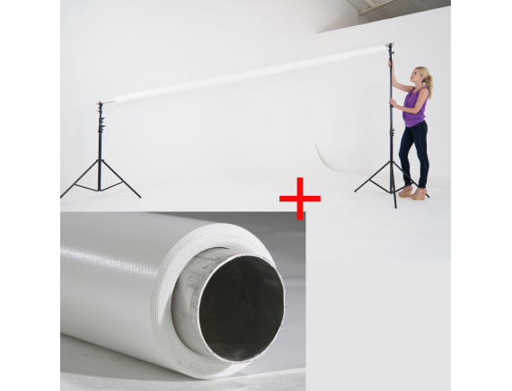 Manfrotto stojalo za fotografsko ozadje LB1142 + belo vinyl ozadje za fotografiranje 3,5 x 12 m - LB1142-3,5X12
